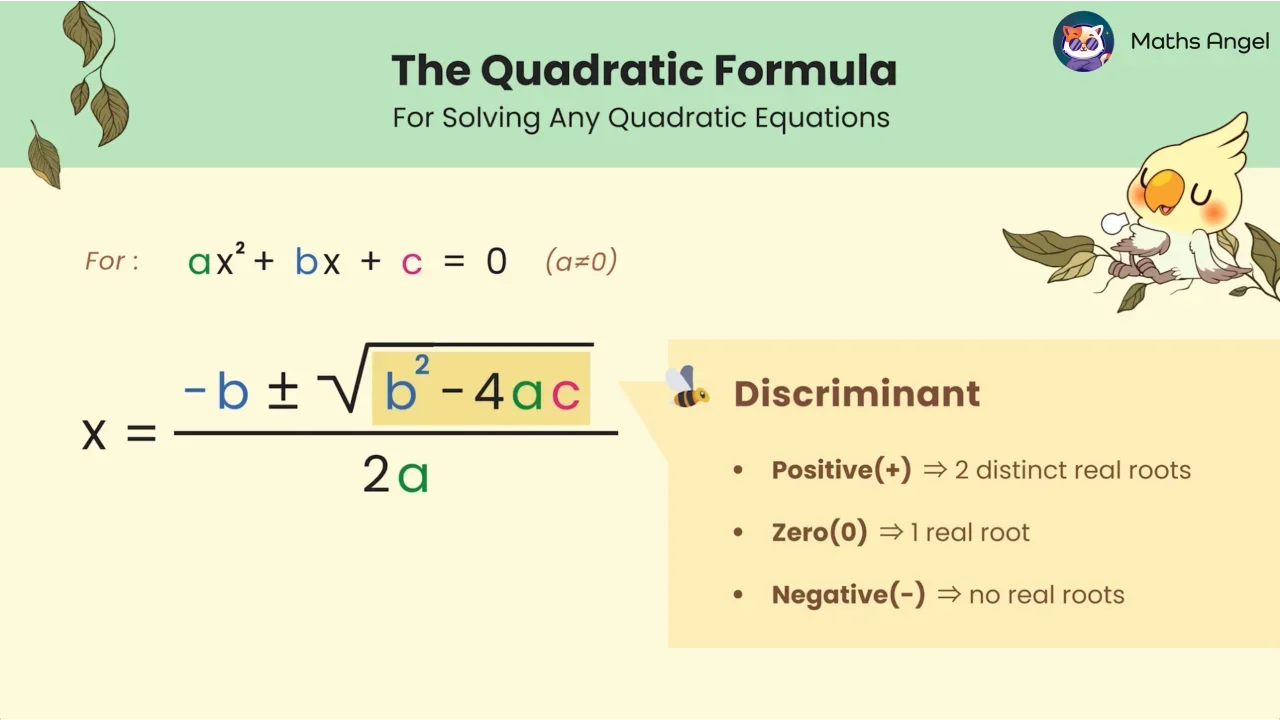 Solving Quadratic Equations: Quadratic Formula - Maths Angel