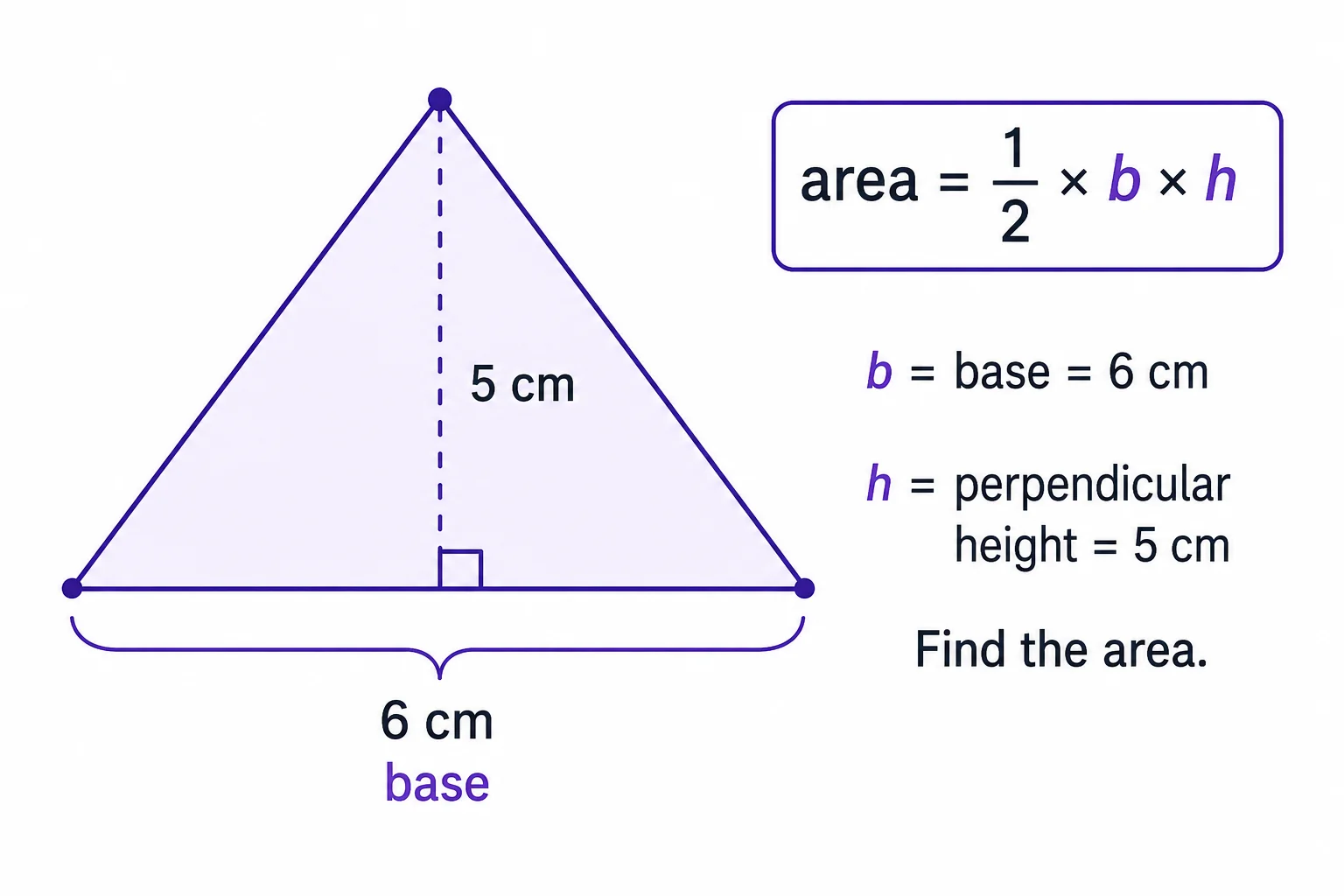 Perpendicular Height Formula Area of a Triangle - Formula, Example, Practice