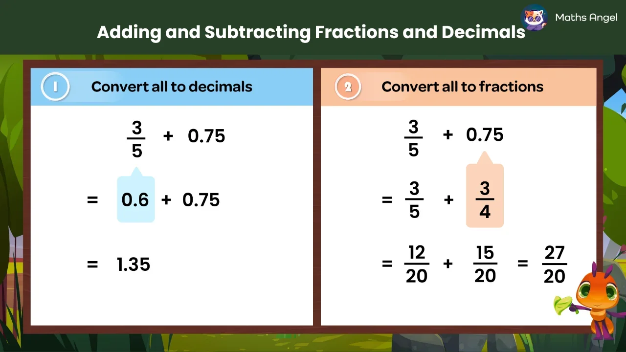 Adding and Subtracting Fractions and Decimals - Method & Examples