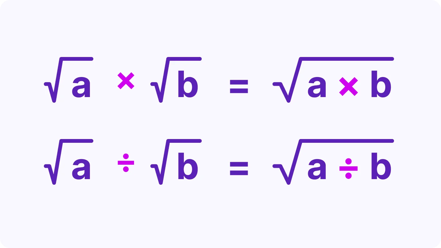Multiplying and Dividing Square Roots - introduction visual