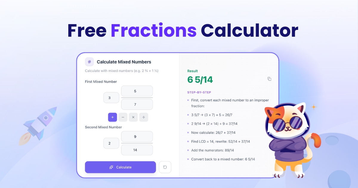 Free Fractions Calculator | Add, Multiply, Simplify